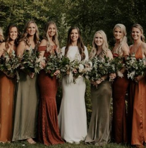 Autumn Wedding Dress Bridesmaid, Mixed Bridesmaid Dresses, Brown Bridesmaid Dresses, Fall Wedding Bridesmaids, Rust Bridesmaid Dress, Fall Bridesmaids, Orange Bridesmaid Dresses, Fall Bridesmaid Dresses, Mismatched Bridesmaid Dresses