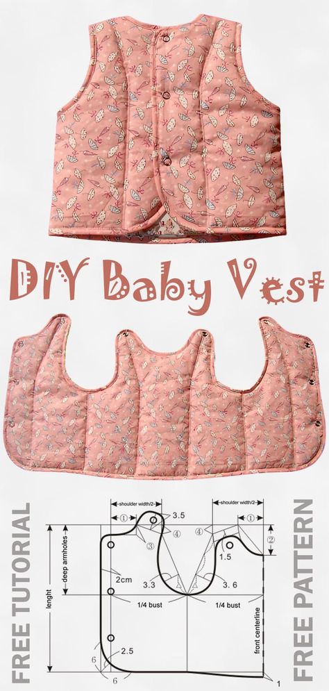 Baby Vest Tutorial & Pattern Infant Vest Pattern, Childs Vest Pattern Free, Baby Vest Sewing Pattern, Baby Patterns Free Sewing, Kids Vest Sewing Pattern, Sewing For Newborns, Toddler Vest Pattern Free, Toddler Sewing Patterns Free, Free Sewing Patterns For Babies