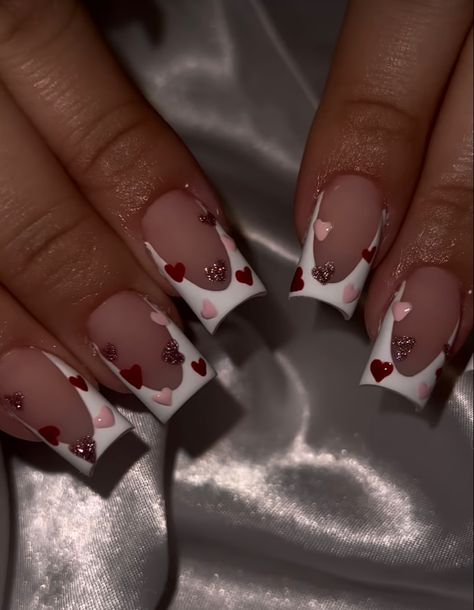 Nail Art Cute, Vday Nails, Red Valentine, February Nails, Nail Designs Valentines, Work Nails, Short Square Acrylic Nails, Acrylic Nails Coffin Pink, Unique Acrylic Nails