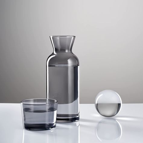 Black and white water carafe that gives nice harmony touch to your bedroom✨ Get your own today from Amazon with link below before they are all gone! Glass Water Carafe, Bedside Water, Glass Nightstand, Glass Water Pitcher, Bedside Water Carafe, Serving Pitchers & Carafes, Bedside Carafe, Carafe Set, Water Carafe