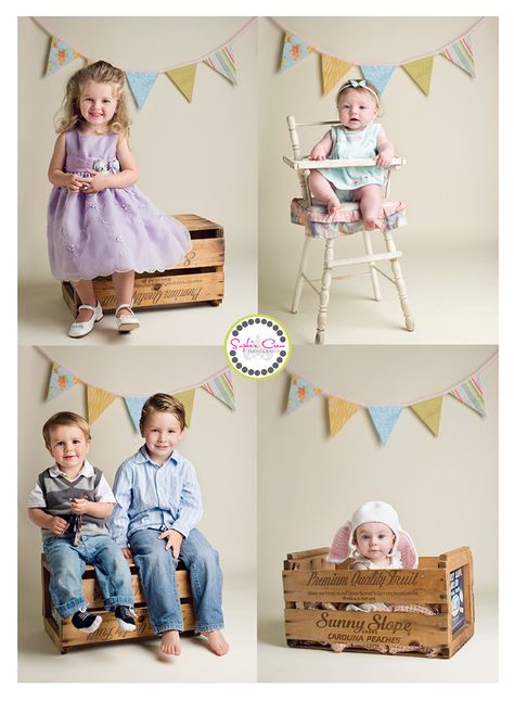 Spring Photo Shoot    In St. Louis, similar crates and high chair available for rent at www.finchvintage.com Preschool Photography, Easter Minis, Easter Mini Session, Easter Photography, Easter Photoshoot, Toddler Photoshoot, Easter Backdrops, Wood Photography, Photography Mini Sessions