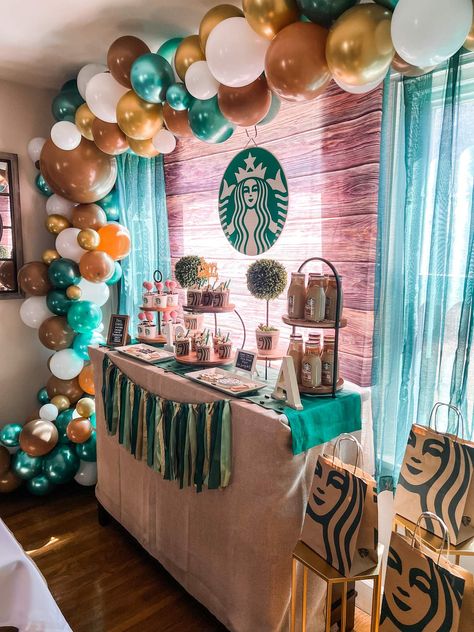 Starbucks Themed Birthday Party, Starbucks Birthday Party Ideas, Birthday Starbucks, 13th Birthday Party Ideas For Girls, Starbucks Birthday Party, 12th Birthday Party Ideas, Teen Girl Birthday Party, Starbucks Party, 14th Birthday Party Ideas