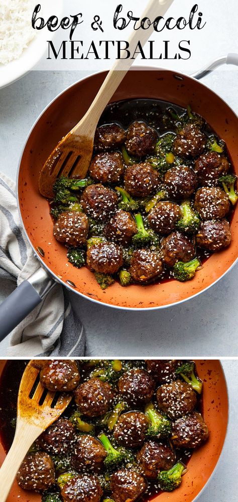 Takeout Beef And Broccoli, Broccoli Meatballs, Ground Beef Meatballs, Meatballs And Rice, Fried Meatballs, Meatball Dinner, Asian Beef, Beef And Broccoli, Pork Meatballs