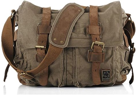 Mochila Grunge, Crossbody Bag Men, Cool Messenger Bags, Canvas Laptop Bag, Canvas Messenger Bag, Canvas Crossbody Bag, Messenger Bag Men, Crazy Horse, Leather Messenger Bag