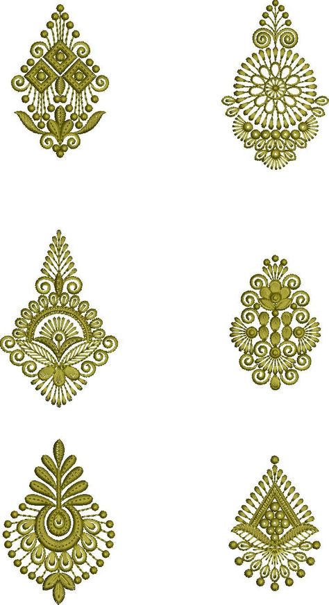 Embroidered Wedding Dresses, Embroidered Bookmarks, Butta Design, Embroidered Ornaments, Embroidered Coasters, Indian Embroidery Designs, Flower Machine Embroidery Designs, Emb Designs, Fabric Print Design