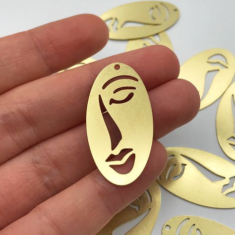 Laser Cut Wood Jewelry, Laser Cut Wood Earrings, Laser Cut Wood Crafts, Abstract Jewelry, Face Pendant, Laser Cut Jewelry, Laser Cut Earrings, Face Earrings, Abstract Face