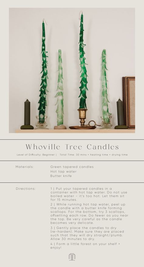 Christmas Tapered Candles, Diy Candle Stand Ideas, Taper Candle Crafts, Diy Tapered Candles, Candle Techniques, Christmas Taper Candles, Christmas Diy Aesthetic, Christmas Candle Diy, Diy Whoville