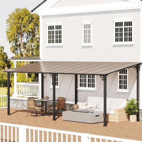 Amazon.com : EBE 20' x 12' Gazebo, Large Wall Mounted Gazebo Pergola on Clearance, Lean to Gazebo with Sloped Roof, Heavy Duty Metal Awning Gazebo, for Patio, Porch, Backyard : Patio, Lawn & Garden Lean To Gazebo, Unique Roof, Large Porch, Outdoor Mobile, Polycarbonate Roof, Lean To Roof, Metal Awning, Sloped Roof, Enclosed Patio