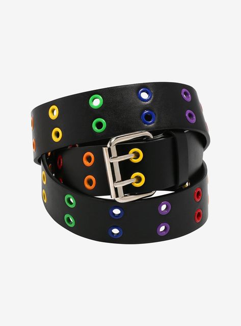 Scene Accessories, Grommet Belt, Rainbow Belts, Lgbtqia Pride, Pride Flag Colors, Scene Outfits, Scene Emo, Studded Belt, Faux Leather Belts