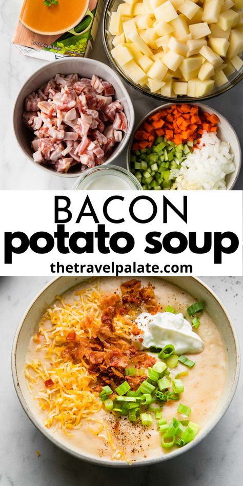 Bacon Potato Soup, Creamy Potato Soup Recipe, Bacon Soup Recipes, Homemade Potato Soup, Best Potato Soup, Potato Bacon Soup, Loaded Potato Soup, Creamy Potato Soup, Bacon Soup