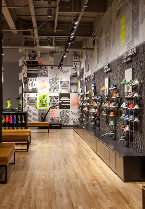 Nike - David A. Nice Builders, Inc. Running Store Design, Retail Store Design Boutiques, Kids Clothing Store Design, Rak Display, New Balance Store, Digital Retail, Cycle Store, Bicycle Store, Clothing Store Design