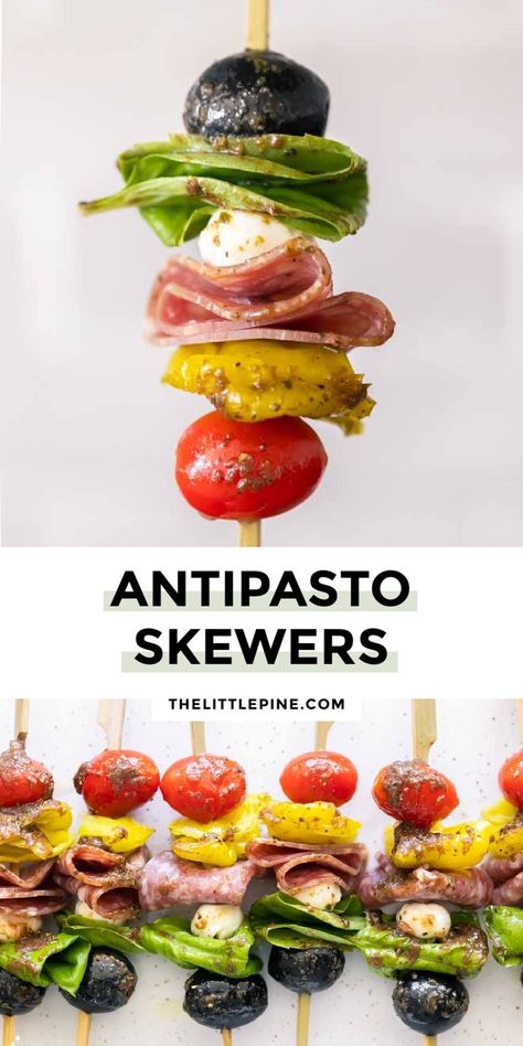 *NEW* Gorgeous meets delicious meets convenient meets festive, these antipasto skewers are the salad you love, in snackable, shareable form #antipastoskewers #lowcarbantipastoskewers Cauliflower Pizza Bites, Antipasto Skewers, Skewer Appetizers, Delicious Appetizers, Antipasto Salad, Appetizer Platters, Pine Kitchen, Low Carb Snack, Low Carb Salad