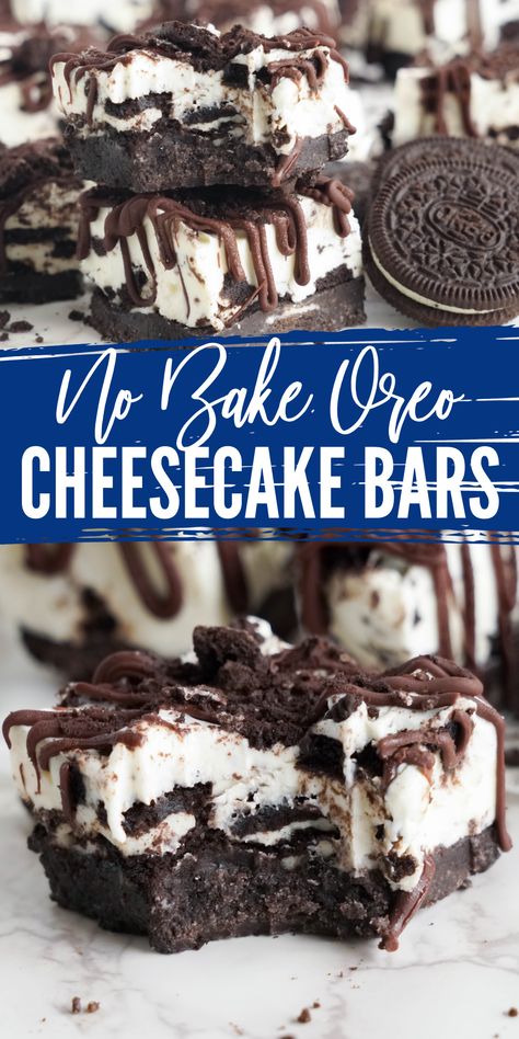 Oreo Cheesecake Bars No Bake, Brownie Bottom No Bake Cheesecake, Oreo No Bake Cheesecake Cups, Golden Oreo Cheesecake Bars, Oreo Dream Bars, Cookies And Cream Cheesecake Bars, Homemade Oreo Cheesecake, Oreo Cheesecake Bites No Bake, Oreo Bars No Bake