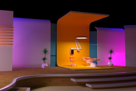 ArtStation - TV Studio Set Design for The Doctors Talk show, Zyad Fathy Tv Studio Set Design, Studio Set Design, 1920s Home Decor, College Project, Luxury Ceiling Design, Tv Set Design, Tv Talk Show, Tv Studio, Virtual Studio