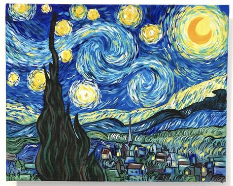 فنسنت فان جوخ, Starry Night Art, Butterfly Art Painting, Arte Peculiar, Arte Van Gogh, The Starry Night, Cute Canvas Paintings, Van Gogh Art, Small Canvas Art