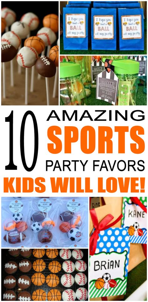 Fun sports party favor ideas that kids and teens will love. Try these simple diy sports party favors for boys and girls. Here are some easy gift bags, treat bags, sports bottle and more birthday ideas to say thank you to the friends of that special birthday child. Sports Party Favors For Kids Birthday, Sports Goodie Bag Ideas, Sports Goodie Bags, Sports Birthday Party Favors, Sports Themed Party Favors, Party Favor Ideas For Kids, Boys Birthday Party Favors, Kids Sports Party, Mishloach Manot