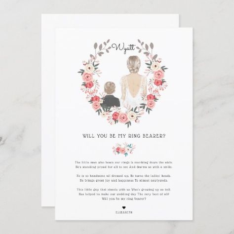 $2.80 | Will you be my Ring Bearer Proposal #wedding, proposal gift, ring bearer, groomsman, best man, will you be my ringbearer, watercolor illustrations, groomsmen, floral, proposal poem Wedding Bridesmaid Proposal, Ring Bearer Proposal, Flower Girl Proposal, Flower Girl Card, Flower Girl Wedding, Watercolor Girl, Groomsmen Proposal, Maid Of Honour, Bridal Party Proposal