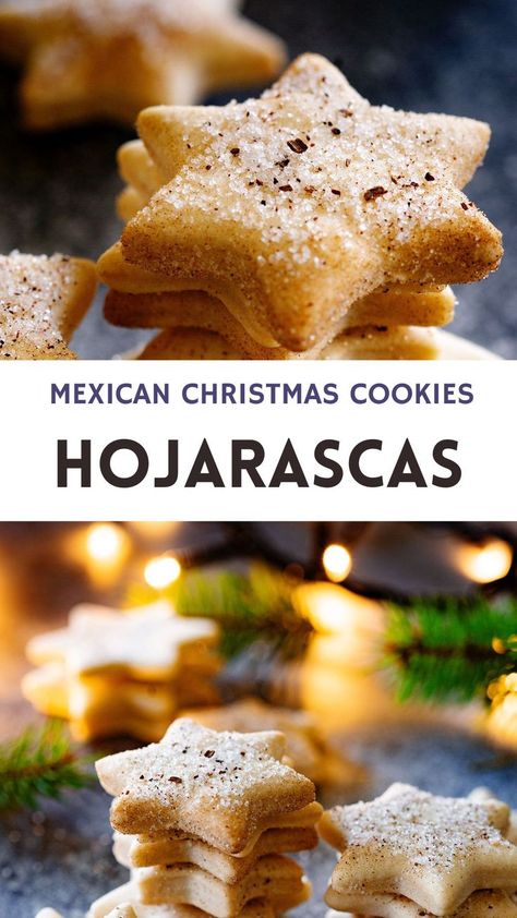 Collage with 2 hojarascas cookies photos and text overlay. Mexican Christmas Cookies, Mexican Cookies Recipes, Mexican Cookies, Mexican Sweets, Mexican Sweet Breads, Mexican Bread, Mexican Dessert Recipes, Take Over The World, Mexican Christmas