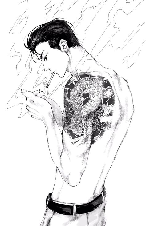 Tattoo Boy, Yakuza Tattoo, Kitten Drawing, Black And White Comics, 4 Tattoo, Random Art, Manga Boy, Slam Dunk, Manga Characters