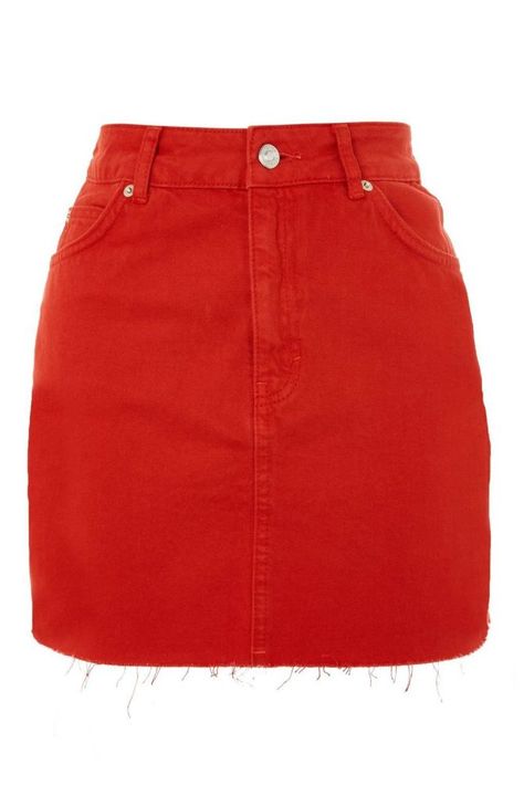 Red Denim Skirt, Tall Skirt, Jean Skirt Outfits, Skirts Red, Rok Mini, Red Denim, Denim Skirt Outfits, Red Mini Skirt, Rock Outfit