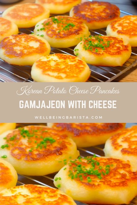 Egg Bread Korean, Cheap Delicious Recipes, Potato And Cheese Pancakes, Cheesy Potatoes Pancakes, Potato Mochi With Cheese, Breakfast Ideas With Cheese, Korean Potato Cheese Pancakes, Things To Bake Savory, Potato Pancakes Korean