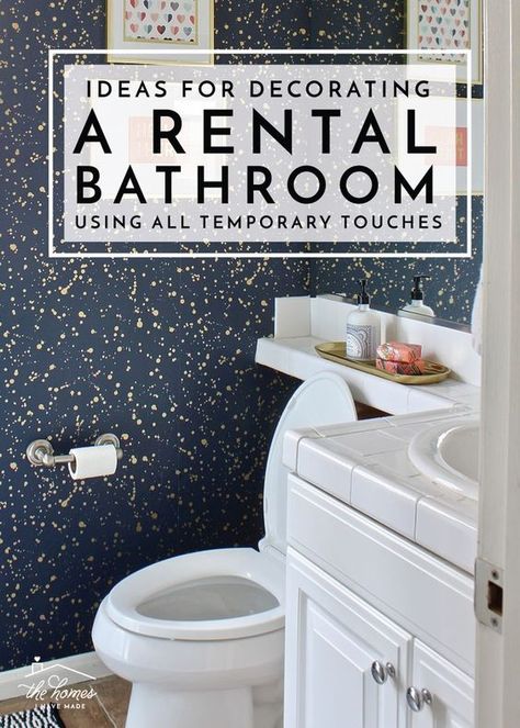 Check out these awesome and budget-friendly ideas for decorating a rental bathroom (using all temporary touches!) Decorating A Rental, Boho Apartment, Top Bathroom Design, Rental Home Decor, Rental Bathroom, Apartment Hacks, Apartment Decoration, Ideas For Decorating, Temporary Wallpaper