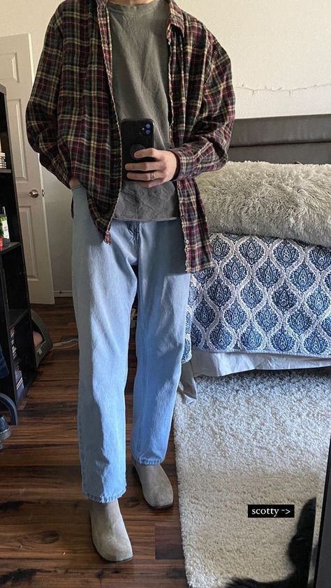 Old Man Outfit Aesthetic, Mens Fall Fashion Aesthetic, Fall Outfits Men Flannels, Mens Flannel Shirt Outfit Aesthetic, Flannel Shirt Aesthetic Men, Male Outfits Flannel, Flannel Men Aesthetic, Male Flannel Outfit Aesthetic, Male 90s Outfits