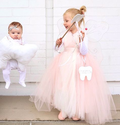 DIY tooth fairy and baby tooth halloween costume, tooth fairy, toddler DIY Halloween costumes Tooth Fairy Costume Diy, Tooth Halloween Costume, Tooth Fairy Costume, Tooth Costume, Tooth Fairy Costumes, Halloween Costumes For Big Kids, Fairy Costume Diy, Diy Tooth Fairy, Fairy Halloween Costumes