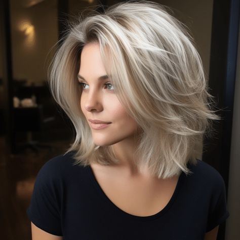 Framing Hairstyles, Blonde Shades, Hair Layered, Kadeřnické Trendy, Medium Haircuts, Going Grey, Shoulder Length Hair Cuts, Medium Hairstyles, Haircuts For Medium Hair