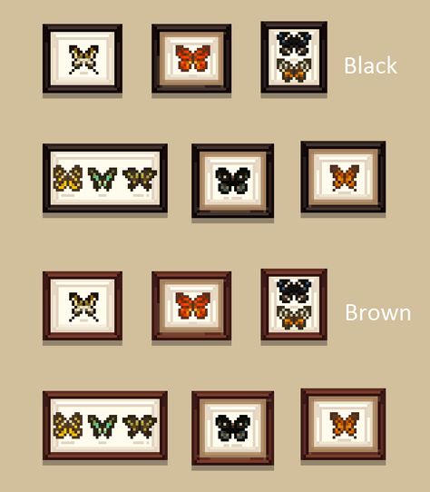 Pixel Art Frame, Butterfly Pixel Art, Pixel Butterfly, Stardew Valley Pixel Art, Stardew Valley Mods, Stardew Valley Tips, Framed Butterflies, Pixel Art Tutorial, Cool Pixel Art