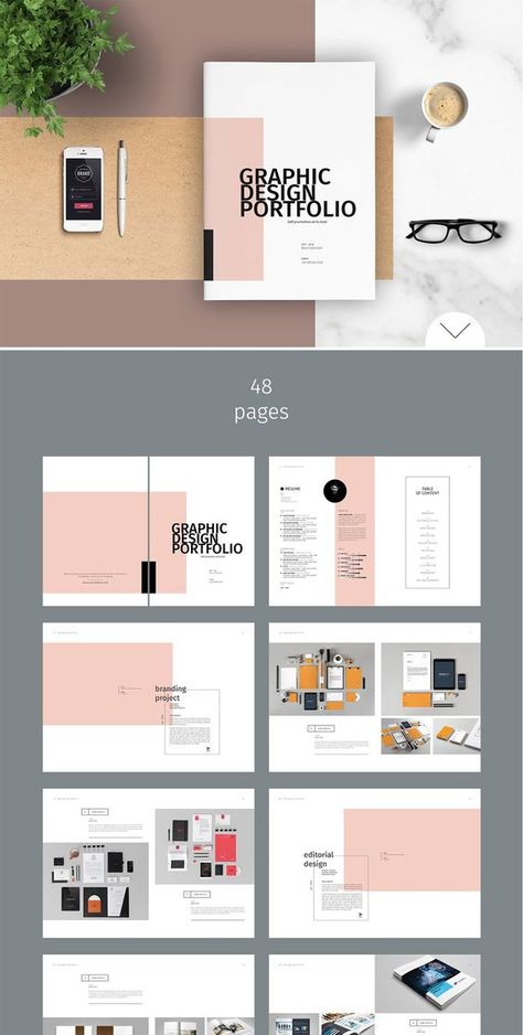 This is 48 page minimal brochure template is for designers working on product / graphic design portfolios, interior design, catalogues, product catalogues, and agency based projects. Just drop in your own pictures and texts, and it’s ready for print. Or use it as a professional online PDF or email attachment. Hall Deco, Online Portfolio Design, Portfolio D'architecture, Email Attachment, Design Portfolio Template, Type Layout, Book Portfolio, Mises En Page Design Graphique, Visuell Identitet