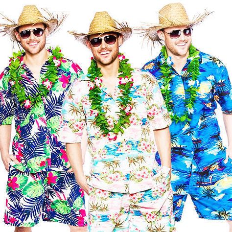 Hawaiian Beach Mens Fancy Dress Tropical Hawaii Luau Hula Adults Costume Outfit Tropical Party Outfit, Hawaiian Themed Outfits, Hawaii Costume, Hawaiian Party Outfit, Luau Outfits, Party Dress Codes, Mens Fancy Dress, Party Outfit Men, Tropical Outfit