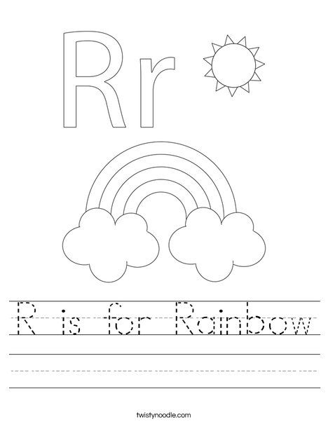 R is for Rainbow Worksheet - Twisty Noodle Rainbow Worksheet Preschool, R For Rainbow, Rainbow Worksheet, R Is For Rainbow, Bird Crafts Preschool, Rainbow Lessons, Color Worksheets For Preschool, Homework Ideas, Rainbow Activities