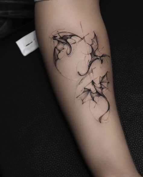 Forearm Into Hand Tattoo, Feminine Dragon Tattoo For Women Arm, Swirly Tattoo, Dragon Tattoo Forearm, 88 Tattoo, Book Inspired Tattoos, Tato Naga, Small Dragon Tattoos, Bookish Tattoos