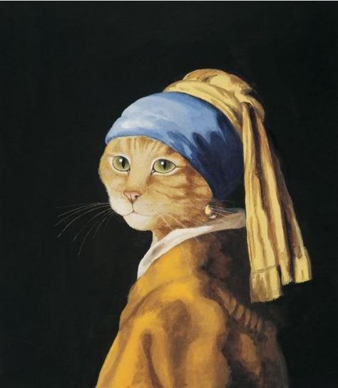 Thames & Hudson - Imgur Rudy Kot, Girl With Pearl Earring, Gatos Cool, Western Artwork, Art Parody, Famous Artwork, Johannes Vermeer, Famous Art, Arte Animal