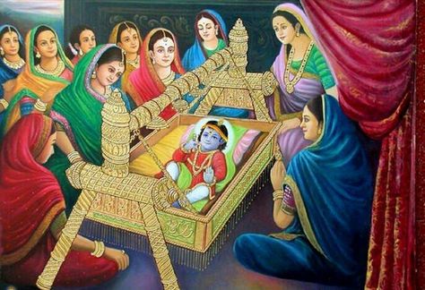 Baby Krishna Ramayan Painting, Krishna Yashoda, Krishna Birth, Hindu Worship, Rajasthani Painting, Childhood Images, Krishna Leela, Bal Gopal, Lord Rama Images