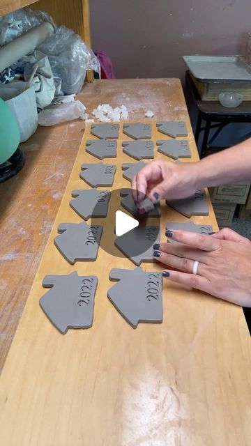 Sarah Moffett Bain on Instagram: "More ornaments in the works ...
.
.
.
.
.
.
 #texture #making #oneofakind #makers #calledtobecreative #makersgonnamake #memade #ceramics #pottery #makesomething #creativelife  #making #ceramics #craftsposure #studio #pottery #memade #creativehappylife #designermaker #potterylife #potterylove #inspiration #christmas #holiday #tistheseason #christmastree #ornaments #holidayprep #christmasornament #realtorgift #newhouse #newhomeowner" Diy Christmas Clay Ornaments, Handmade Christmas Ornaments Diy, Sarah Maker, Making Ceramics, Holiday Pottery, Ceramic Christmas Decorations, Holiday Prep, Ceramic Molds, Gingerbread Ornaments