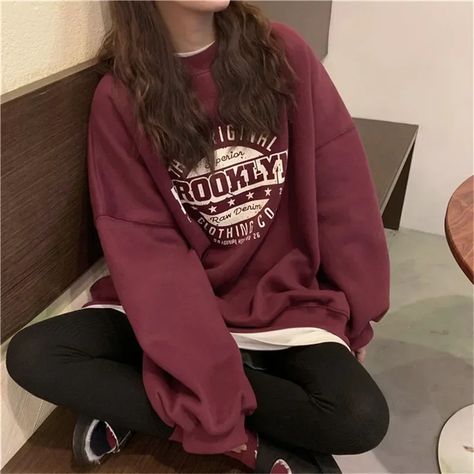 Women Hoodies Office Lady Loose Coat Korean Fashion Sweatshirts Letter Printed Pullovers 2024 Spring Harajuku Hoodie, Stile Preppy, Tops Korean, Harajuku Sweatshirt, Hello December, Korean Streetwear, Dream Outfits, Brand Clothes, Korean Fashion Casual