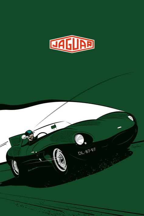 JAGUAR D TYPE British racing green Leaping Cat, British Green, Jaguar Type, British Sports, British Racing Green, British Sports Cars, Club Ideas, Jaguar Car, Racing Green