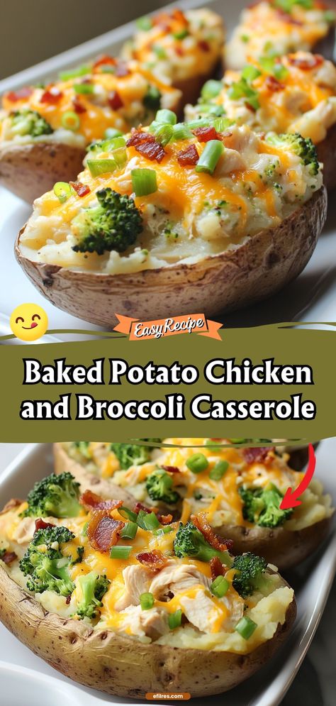 Indulge in this hearty casserole combining the classic flavors of a loaded baked potato with chicken and broccoli, all topped with plenty of cheese. #CasseroleDinner #BakedPotato #HeartyMeals Loaded Baked Potatoes Casserole, Chicken Broccoli Baked Potato, Chicken Pot Pie Baked Potato, Chicken And Potato Dishes, Chicken Cheese Potato Casserole, Loaded Baked Potatoes With Chicken, Baked Potato Chicken Broccoli Casserole, Baked Potatoes Meals Dinners, Baked Potato Chicken And Broccoli Casserole