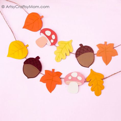 Fall Leaf Template, Fall Bunting, Fall Festival Decorations, Fall Paper Crafts, Autumn Garland, Paper Bunting, Fall Arts And Crafts, Autumn Paper, Easy Fall Crafts