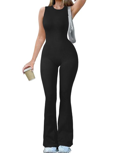 PRICES MAY VARY. 90%Nylon+10% Spandex.Ribbed square neck tank tops jumpsuits [Main Fabric] - This ribbed jumpsuits made with soft fabric.High elasticity, Comfortable, Breathable,The 4-way stretch to promote both compression and butt lifting, provide support to the upper leg muscles and reduce muscle vibrations [Thick material]-elastic yoga jumpsuits are very comfy to wear, designed with ribbed textured tummy control contours your curves and shape your body. thick enough non see through. [Super F Yoga Jumpsuit, Flare Jumpsuit, Leg Muscles, Women Yoga, Yoga Women, Bell Bottoms, Square Neck, Soft Fabric, Top Styles