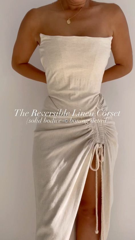 jluxlabel on Instagram: Let’s watch as we reverse the FENIX LINEN CORSET ✨ || designed with a reversible feature consisting of a flattering front with boning… Linen Corset, Corset Top Outfit, Strapless Corset, Glam Dresses, Classic Outfits, Corset Dress, Corset Top, Outfits Aesthetic, Custom Clothes