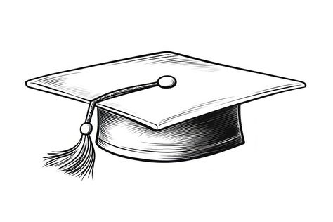 Graduation hat sketch drawing white. | free image by rawpixel.com Graduation Sketches, Graduation Hat Drawing, Graduation Cap Drawing, Hat Sketch, Cap Drawing, 2024 Art, Hat Vector, Graduation Hat, Academic Achievement