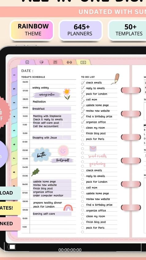 All-in-One Digital Planner , Undated Digital Planner #schoolplanner. livingwellplanner #to_do_planner_template #plannergratis #dialyplanner Planner Writing, Undated Digital Planner, Planner Setup, Digital Planner Goodnotes, Office Planners, Cleaning My Room, Declutter Your Mind, Creative Planner, Check Email