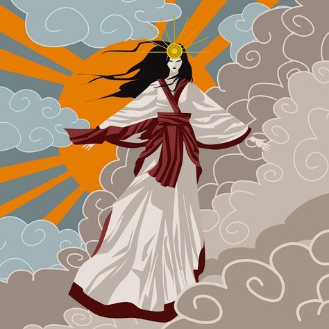 13 Iconic Japanese Gods Everyone Should Know About Ameratsu Goddess, Amaterasu Goddess Art, Amaterasu Goddess, Solar Goddess, Goddess Amaterasu, Japanese Gods, Asian Gods, Japanese Goddess, Japanese Stuff