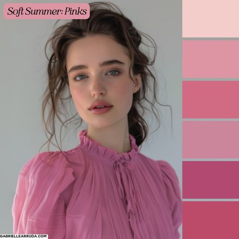 12 seasonal color palette pinks, lipstick ideas, and examples of your best pinks | wow colors | pinks for each palette: dark winter, true winter, bright winter, bright spring, true spring, light spring, light summer, true summer, soft summer, soft autumn, true autumn, dark autumn | lipstick colors Summer Complexion Color Palette, Lipstick For True Summer, Soft Summer Color Palette Outfits Style, Soft Summer Outfits For Fall, Colors For Pale Skin Clothing, Soft Summer Blush, September Palette, Dark Autumn Lipstick, Summer Palette Outfits