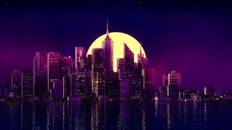 Cityscape Wallpaper 4K, Synthwave, Moon, Neon, Retrowave, Night, World, #7266 Wallpaper Cityscape, Background City, City Night, Desktop Background, Minimalist Wallpaper, For Desktop, Cityscape, Neon, Moon