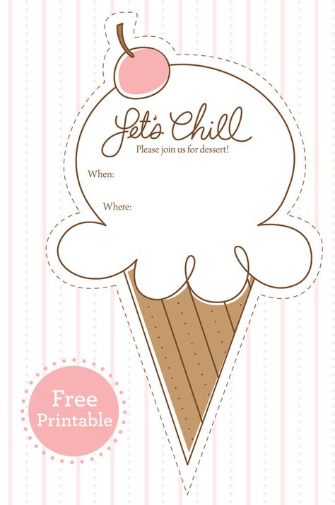 Free Ice Cream Party Printable Ice Cream Social Invitations, Ice Cream Social Party, Free Party Invitations, Sundae Party, Ice Cream Party Invitations, Ice Cream Invitation, Ice Cream Party Theme, Ice Cream Birthday Party, Ice Cream Theme