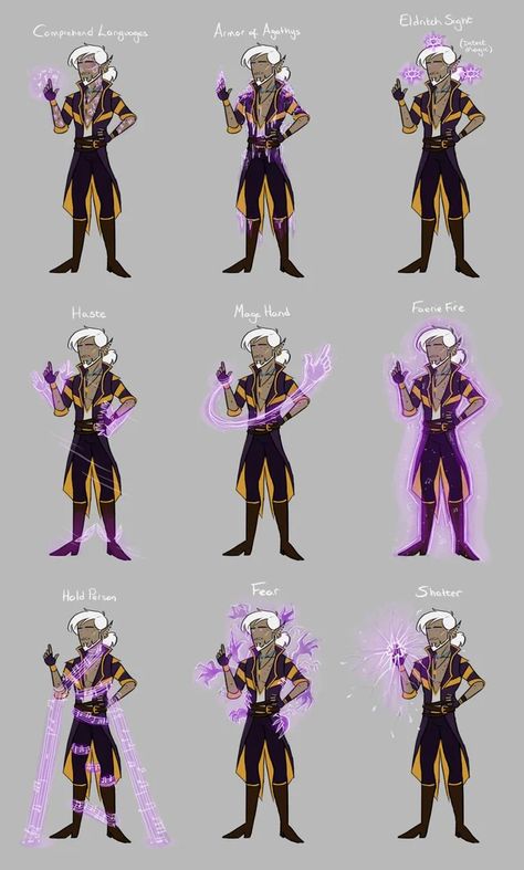 [OC] [Art] Bard/Warlock Spells : DnD Dnd Spell Art, Dnd Spells Art, Spell Concept Art, Fantasy Powers Magic, D&d Warlock, Bard Spells, Dnd Wizard Character Design, Bard Warlock, Shapeshifting Powers